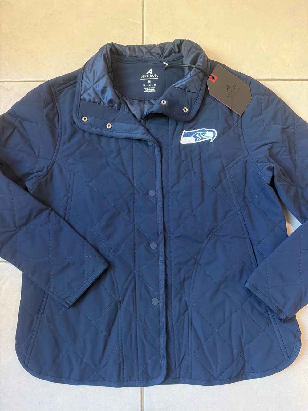 Antigua Seattle Seahawks Women’s Quilted Warm Button Down Jacket
